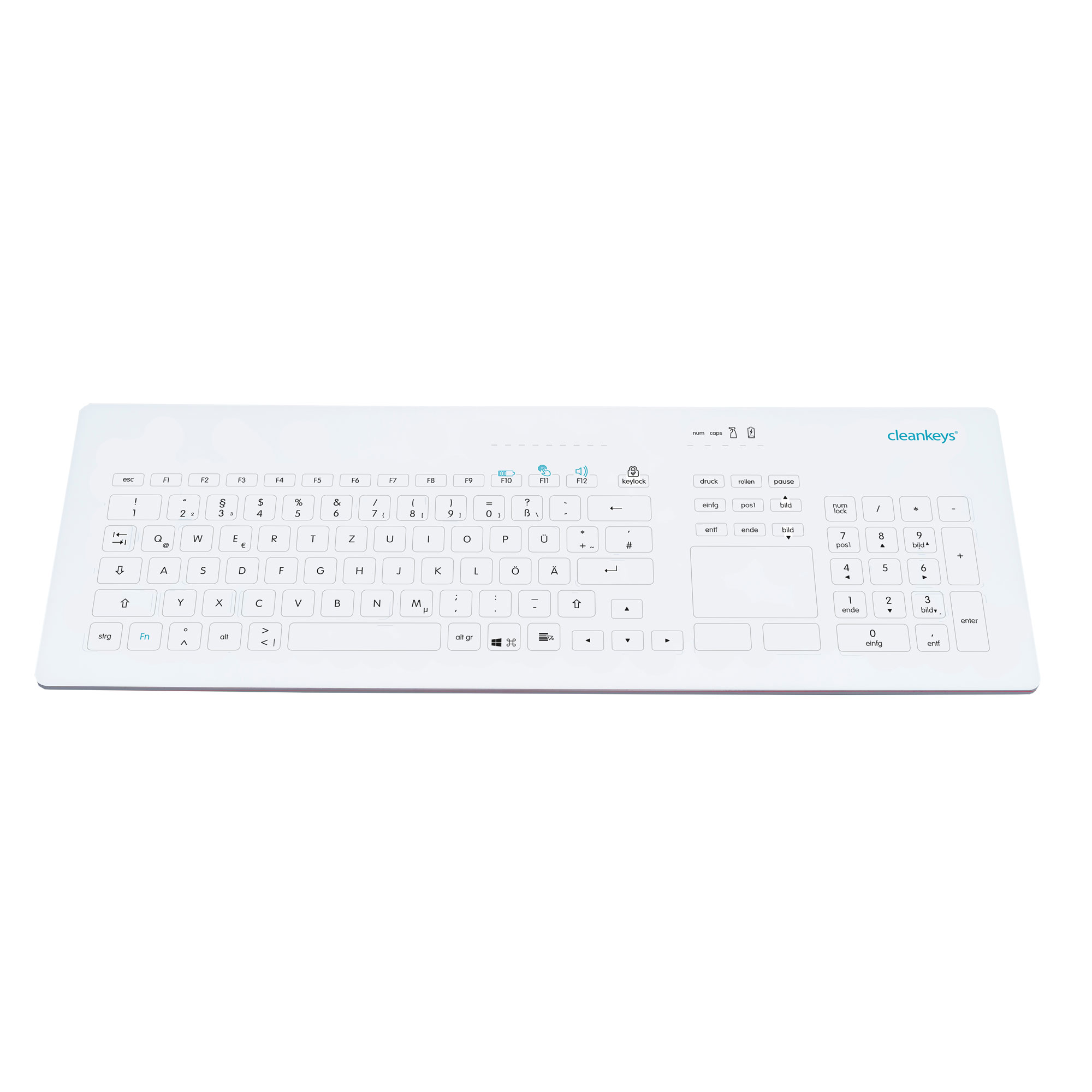 Clavier sans fil pour salle blanche en verre cleankeys CK4W